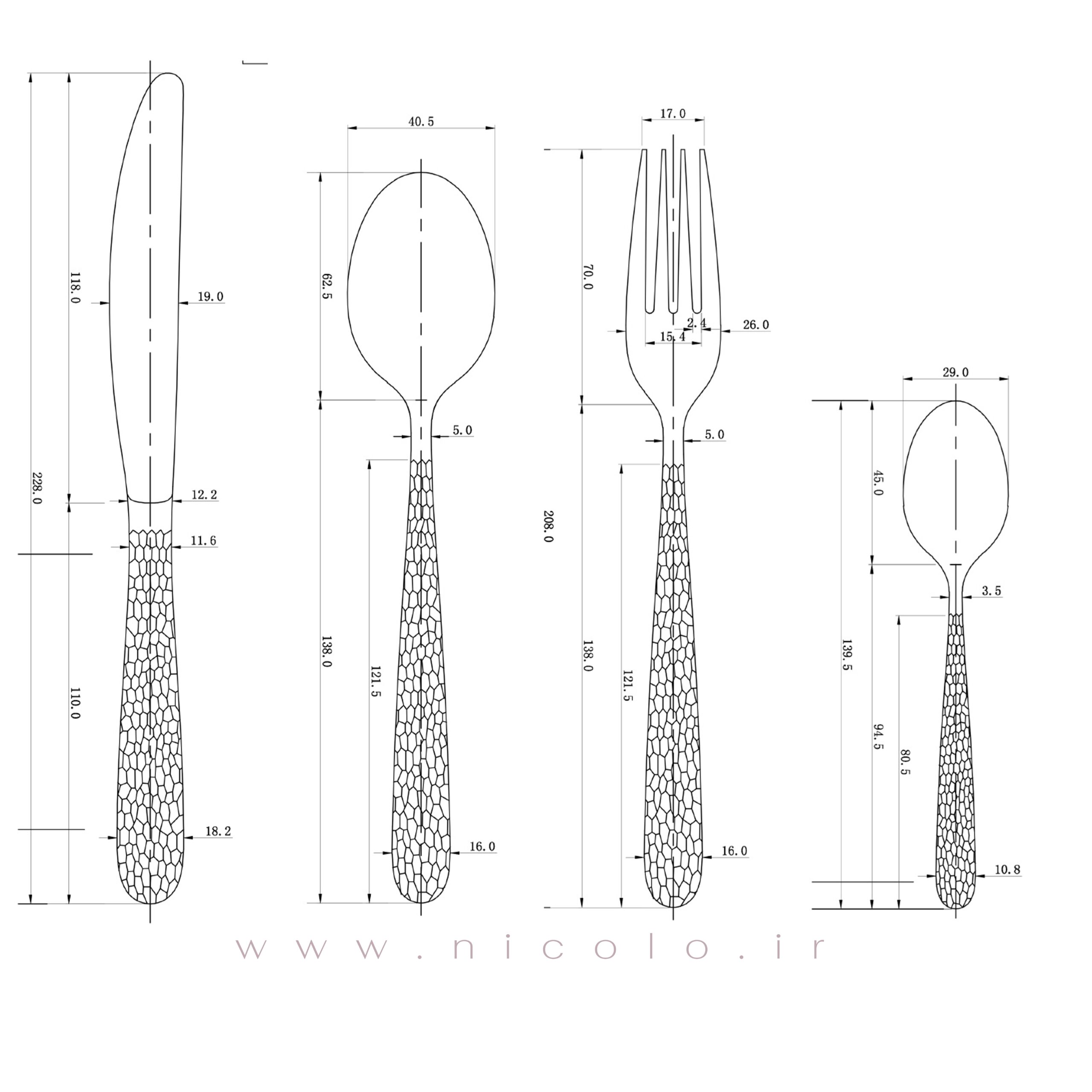 سرویس قاشق و چنگال ۴۴ پارچه نیکولو مدل برلیان