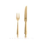 قاشق و چنگال ۱۲ پارچه نیکولو مدل رویال طلایی مات (جعبه نفیس)