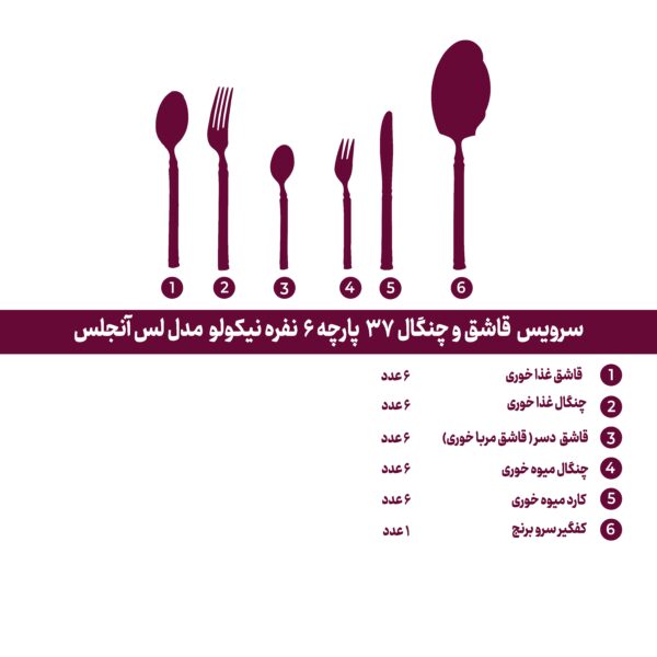 سرویس قاشق و چنگال 37 پارچه نیکولو مدل لس آنجلس - Image 6