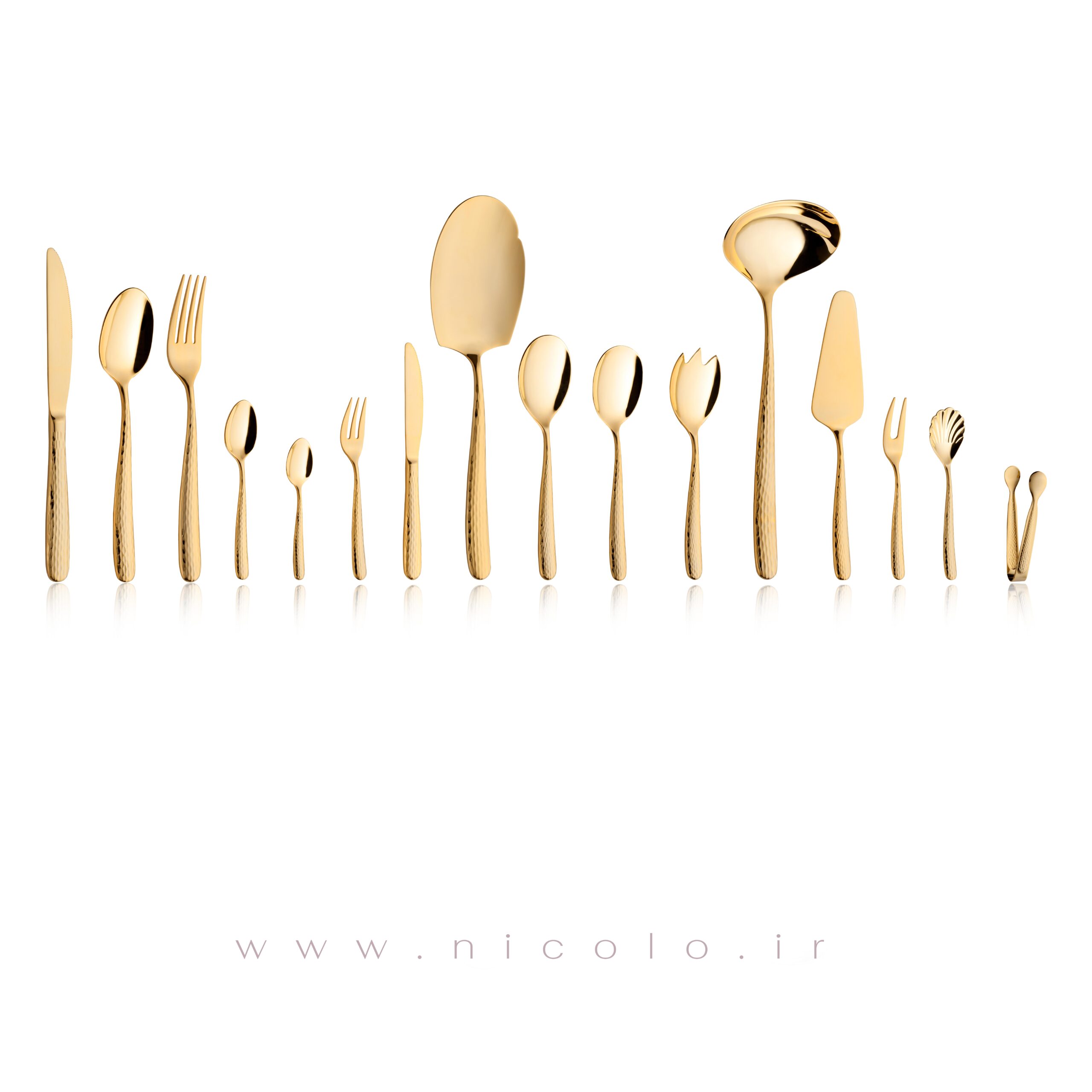 سرویس قاشق و چنگال ۹۵ پارچه نیکولو مدل برلیان طلایی